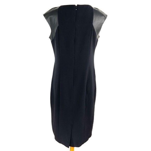 Mossimo Black Faux Leather Capped Sleeve Career Sheath Dress 10 - Picture 5 of 7